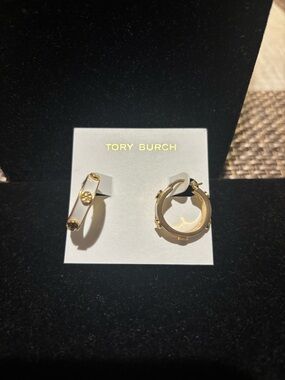 Tory Burch Gold Hoop and Bar Earring Set